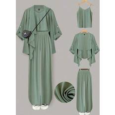 Shein Plus Size Women's 3-Piece Set - Solid Woven
