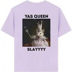 Purple Tops Shein Tween Girls Casual Funny Print Crew Neck Short Sleeve T-Shirt - Summer Top