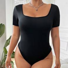 4XL Bodysuits Shein Plus Size Women's Short-Sleeve Bodycon Bodysuit