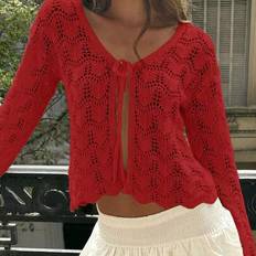 Elastane/Lycra/Spandex Swimsuit Cover-Ups & Sarong Wraps Shein Women's Summer Beach Cover Up Cardigan - Hollow Out