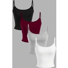 Shein 4pcs Women Tight-Fitting Cropped Casual Camisole Tank Tops - Summer