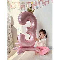 Foil Balloons Shein Oversized 42-Inch 4D Pink Color Number Foil Balloon