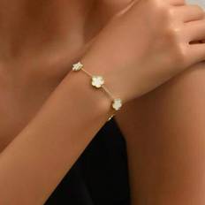 Copper Bracelets Shein Fashion Copper Flower Decor Chain Bracelet - Women