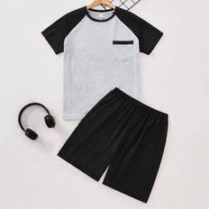 Black Pyjamases Shein Casual Pajama Set For Teens Drop Shoulder