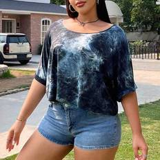 Tie Dye Blouses Shein Muchica Plus Size Tie-Dye Loose Casual Blouse