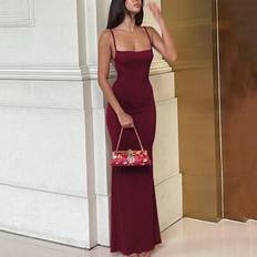 Shein Women Solid Slit Bodycon Backless Sexy Elegant Dress Night Out - Summer