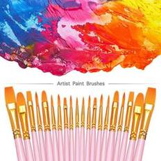 Pink Painting Accessories Shein Pink Nylon Hair Watercolor Paint Brush Set 10pcs