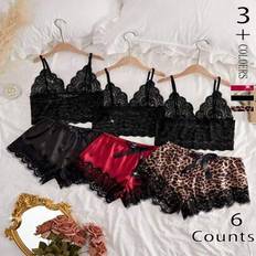 Polyamide Sleepwear Shein 6pcs Women's Lace Pajama Set - Polyamide/Elastane Blend