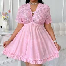 Pink Lingerie Sets Shein Plus Size Sexy Lingerie Set - Lace & Mesh Deep