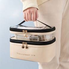 Brown Cosmetic Bags Shein Double Layer Cosmetic Bag - Transparent