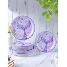 Purple Disposable Plates Shein 7/9 Inch Purple Mermaid Tail Shaped Disposable Paper Plates