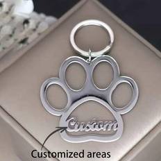 Silver Keychains Shein A Special Stainless Steel Paw Keychain - Personalized Engraved