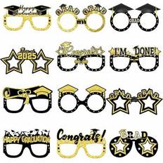 Photoprops Shein Graduation Paper Glasses 12pcs Black Golden