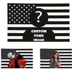 Shein Customizable Black American Flag 1pc