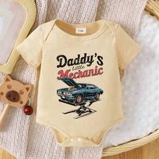 Boys Bodysuits Children's Clothing Shein Baby Boy Casual Car & Letter Print Short Sleeve Romper Bodysuit - Summer