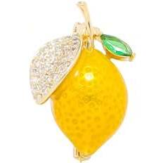 Yellow Brooches Shein Yellow Lemon Brooch Cute Fruit Design Safety Pin - Yellow