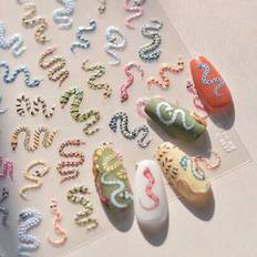 Nail Decoration & Nail Stickers Shein 5D Embossed Relief Nail Art Stickers - Fashion Colors