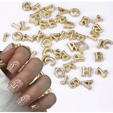 Nail Decoration & Nail Stickers Shein About 52pcs Gold Alloy Alphabet Nail Charm - Y2K