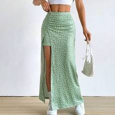 Stretch Skirts Shein Ditsy Floral Split Hem A-Line Skirt - Casual Vacation