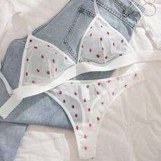 White - Women Lingerie Sets Shein Two-Piece Set Of Women Sexy Lingerie - Wireless Bra And Thong