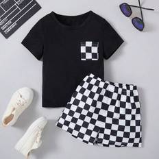 Black Other Sets Shein Young Boy Summer Casual T-Shirt - Black/White