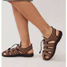 Sport Sandals Shein Top Seller Men's Closed Toe Faux Leather Brown Fisherman Outdoor Sport Sandals - Brown