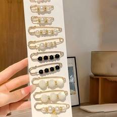 Brooches Shein Faux Pearl Waist Adjusting Brooch Pins - Women