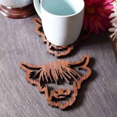 Coasters Shein Highland Cow Hollow Wood Thermal Mat 1pc Coaster