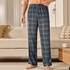 Checkered - Men Sleepwear Shein Men's Casual Plaid Pajama Pants - Spring/Summer