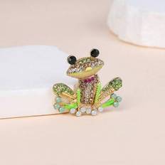Shein Colorful Rhinestone Frog Brooch - Summer