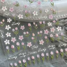 Nail Decoration & Nail Stickers Shein Tulips Nail Art Stickers - Pink Flowers