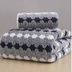 Shein Polyester Striped 3 Pcs Coral Fleece Bath Towel
