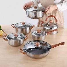 Shein 6-Piece Stainless Steel Saucepan Cookware Set with lid