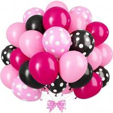 Pink Balloons Shein 12 Inch Latex Balloons Hot Pink Black Polka Dot 30 Pcs