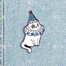 Enamel Brooches Shein Clown Cat Enamel Pin Funny Badge - Fashion Accessories