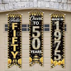 Garlands Shein 50th Birthday Party Banners 3 Pieces Black Gold 1975 Porch Signs