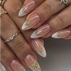 Nail Decoration & Nail Stickers Shein Hand-Made Vine Gold Edge Spiral Coloring Nail Stickers - Silver/White