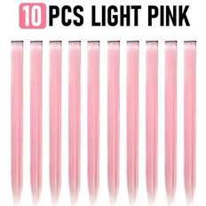 Pink Clip-On Extensions Shein 10 Pcs Pink Colorful Clip-In Hair Extensions For Women