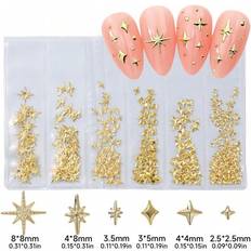 Nail Decoration & Nail Stickers on sale Shein 3D Star Nail Art Charms Set - Golden