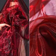 Shein Gradient Color Dark Organza Fabric 1pc Fabrics Red