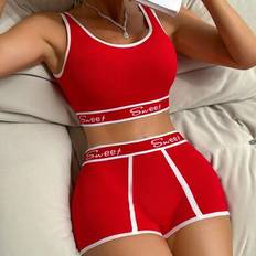 Stretch Lingerie Sets Shein Yoga Women Color Block Simple Lingerie Set - Sports Bra & Panty Set