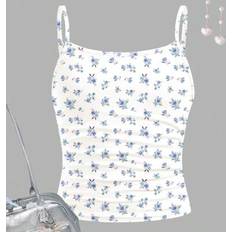 Polyester Tank Tops Children's Clothing Shein Boho Style Mini Ditsy Floral - Tween Girl Slim Fit Casual Vacation Camisole Top