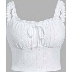 Shein Plus Size Romantic White Semi-Sheer Ruffle Trim Camisole - Summer Holiday