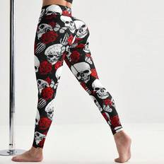 Florals - Women Tights & Stay-Ups Shein Floral Skull Print Halloween Leggings - Women's