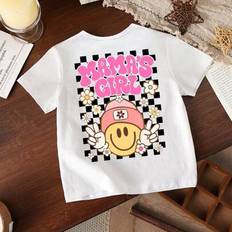 Florals T-shirts Children's Clothing Shein Baby Girl Casual Fashion Creative Checkerboard - Floral