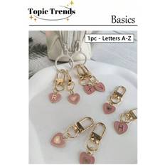 Aluminium Keychains Shein Alphabet Letter Heart Pendant Keychain - 1pc