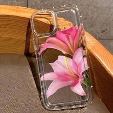 Shein Flower Realistic Lily Print Clear Case for iPhones Multicolour