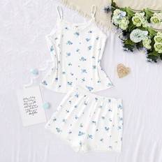 Florals Night Garments Shein Girls Casual Floral Lace Patchwork Camisole Top And Shorts Pajama Set - Women's