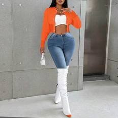 M Jackets Shein Plain Color Long Sleeve Single-Breasted Casual Baseball Jacket