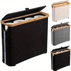 Shein Bohemian Style Bamboo Toilet Paper Holder With Storage Basket